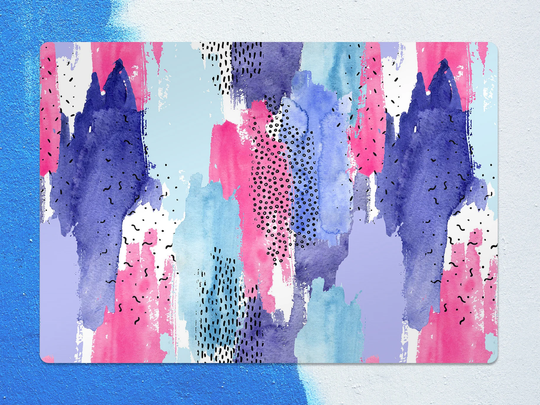 Colorful Abstraction Chair Mat, Pink Splat Blue Vinyl Floor Art Deco Protective Decorative Comfort Mat