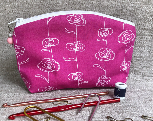 Pink Floral Knitting & Crocheting Notions Bag