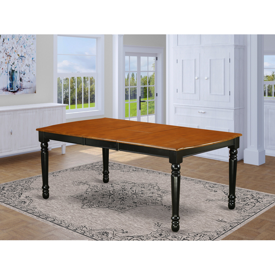 East West Furniture Dover Dining Room table with 18" Butterfly Leaf - Black and Cherry Finish. - Black Cherry Finish -
