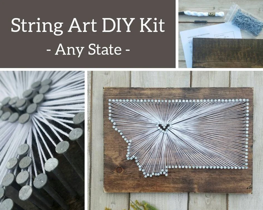 Diy Montana String Art Kit, State Nail Art, Wall Love, Home, Rustic Decor, 9x13