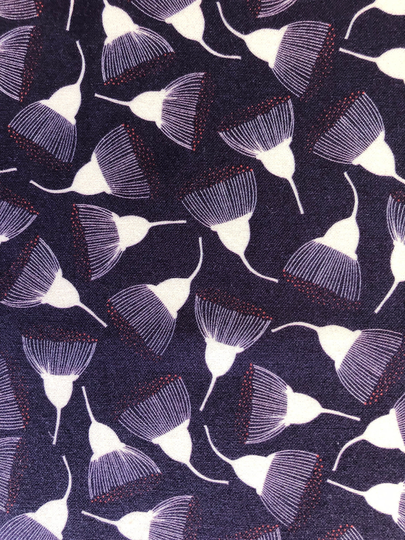 Australian Native Gumnut Flower Blooming Midnight Blue Floral Quilting Cotton Fabric By 1/4, 1/2 Yard Or Fat Quarter