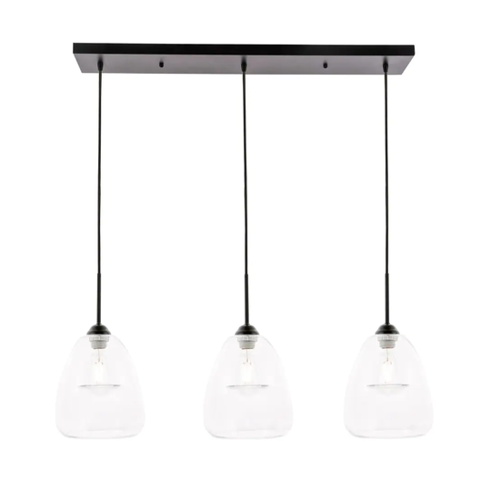 Kason 3 light Black and Clear glass pendant - One Size