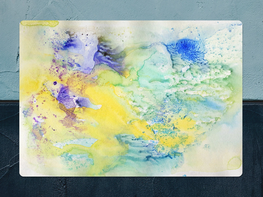 Watercolor Abstract Chair Mat, Yellow Vinyl Floor Green Protective Multicolor Splat Pvc Office Room Rug, Gift Idea