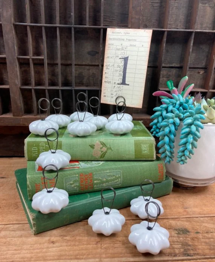 Simple White Table Number Holders 12 Vintage Wedding Ceramic Photo Or Menu