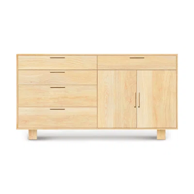Iso 66" Wide 5 Drawer Oak Wood Sideboard