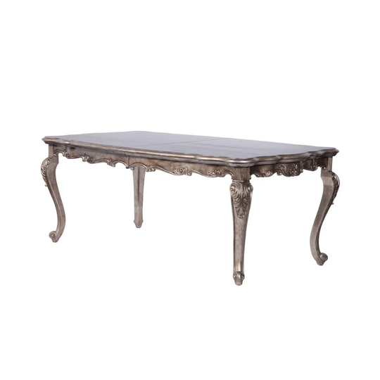 Rectangular Wooden Dining Table in Antique Platinum - Antique Platinum