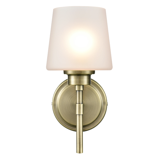 Light Society Cara 1-Light Vanity Light - Antique Brass/Frosted