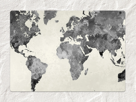 Watercolor Map Chair Mat, Gray Vinyl Floor Beige Protective Abstract Splat Pvc Decorative Comfort Splash Mat
