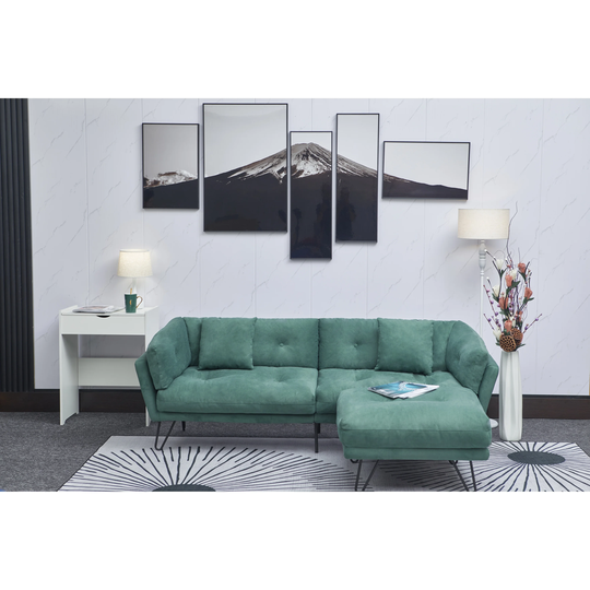 85.8" Chenille Fabric Sofa,L-shape Sectional Sofa Modern Upholstered Corner Sofa Living Room Lounge Couch Sofa with 2 pillows