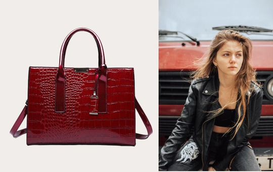 Crocodile Pattern Top Handle Handbag