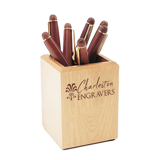 Personalized Maple Pen & Pencil Holder For Desk | Unique Accessories Office