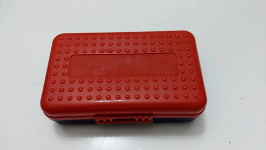 Spacemaker Pencil Box Red Blue Plastic USA Case Newell School Office Supplies Vintage 90S Free Shipping