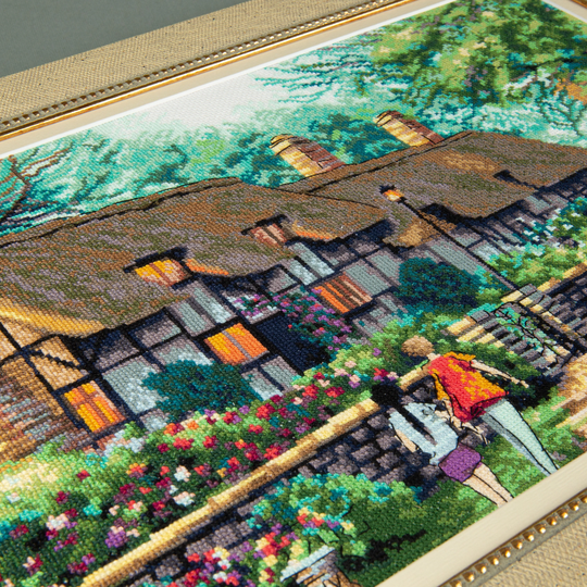 House Cross Stitch Kit Art Canvas Cozy Evening. Diy Cross Embroidery Pattern, Gift Craft For Her, House Decor Living Room