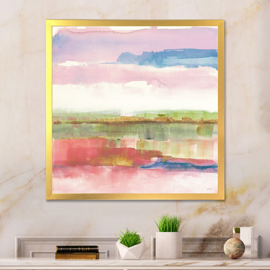Designart 'Influence of Line and Color Gold Bright' Shabby Chic Premium Framed Art Print