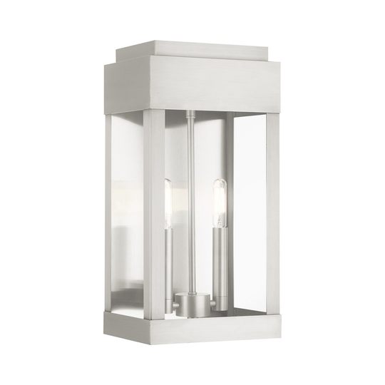 Giuseppe Lighting Two Light Outdoor Wall Lantern York Brushed Nicke - Exact Size