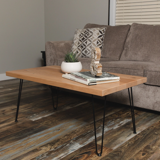 The Modern Hardwood Coffee Table | Rustic Farmhouse Mid Century Hairpin Legs Handmade