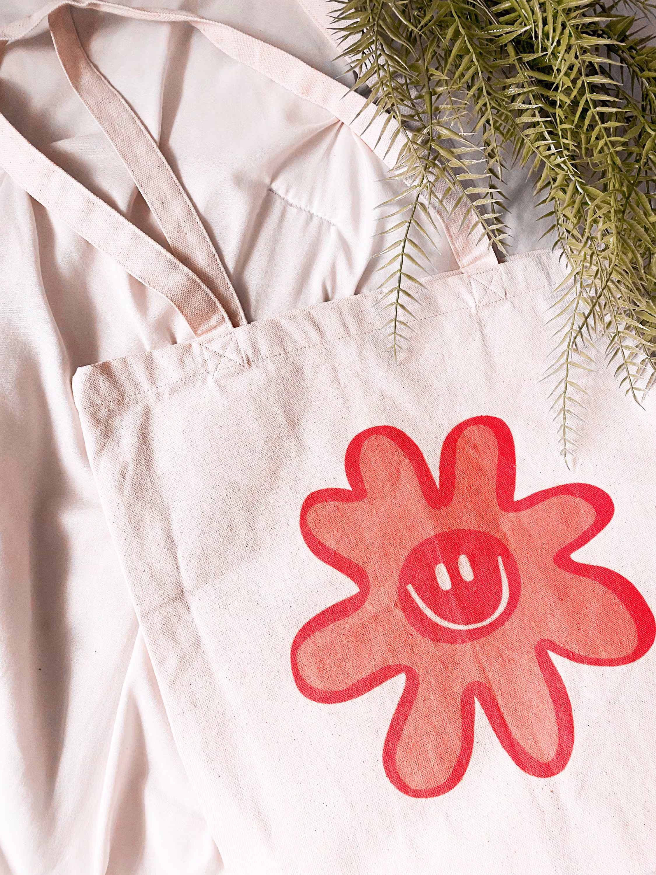 Pink Aesthetic Floral Canvas Tote Bag
