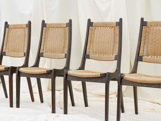 Hans Wegner Dining Chair Mid Century Modern Hans J Wegner Rope Chairs Set Of 4 Danish Cord Scandinavian Dark Wood Yugoslavia Refinished