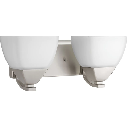 Appeal Collection 2-Light Brushed Nickel Etched White Glass Modern Bath Vanity Light