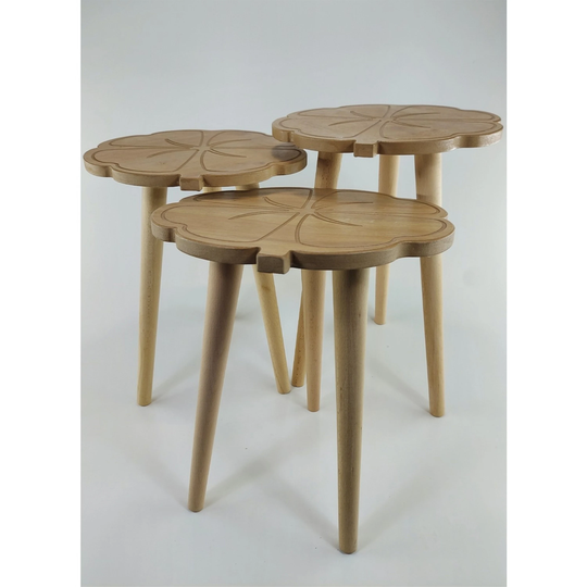 Clover Coffee Table Set, Mdf Nesting Tables, Living Room Decor, Set 3, Modern Tables