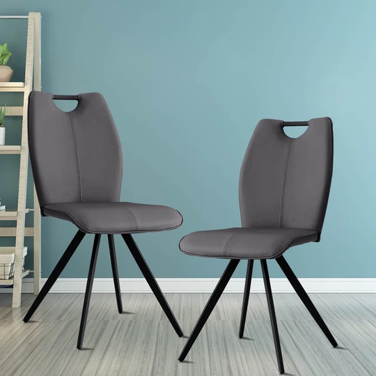 Set of 2 Dining Chairs, Living Room Armless Accent PU Leather Chairs for Home, Kitchen, Cafe, Office