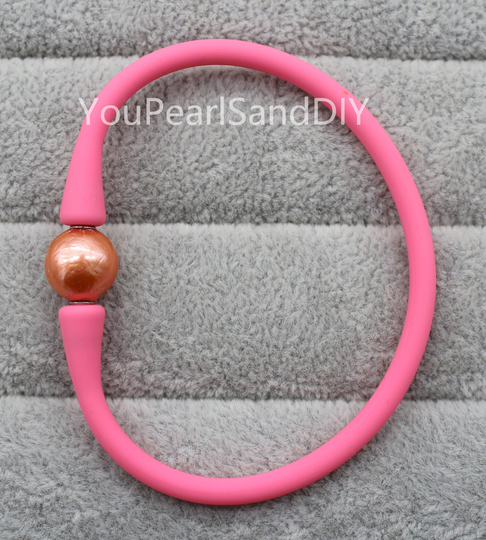 2Pcs-Edison Pearl Bracelet, 18 Colors Silicone Wristband For Women/Girl, Stretch Waterproof Rubber Bracelet, Bridal Jewelry -W079