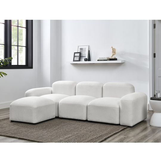 L-Shape Modular Sectional Sofa with Ottoman, 94.5'' Reversible Sofa DIY Combination for Living Room, Office, Apartment