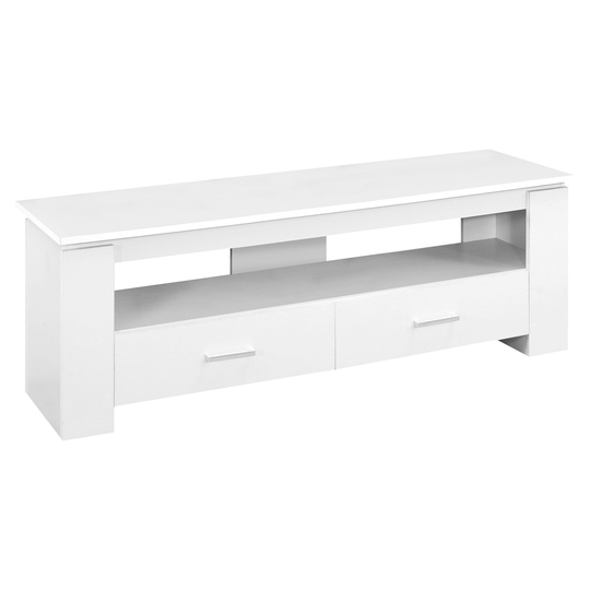 47.25" White Contemporary Rectangular TV Stand with Storage Drawers
