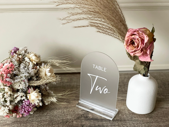Wedding Table Numbers Frosted Arch Acrylic With Stands