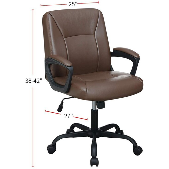 Relax Cushioned Office Chair 1pc Brown Color Upholstered Seat back Adjustable Chair