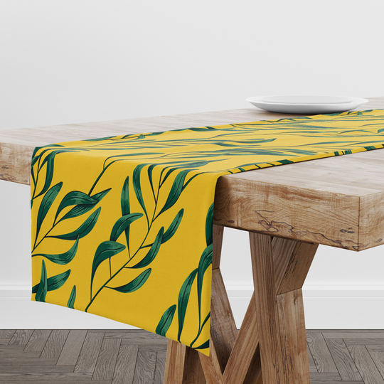 Table Runner Tropical Branches | Unique Design Decor High Quality Textile & Print Made in Eu