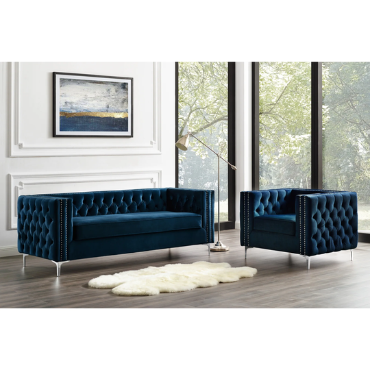 Dante Velvet Button Tufted Club Chair or Sofa
