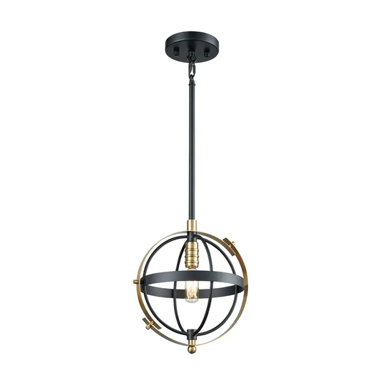 Caldwell 1-Light Pendant, Matte Black/Satin Brass