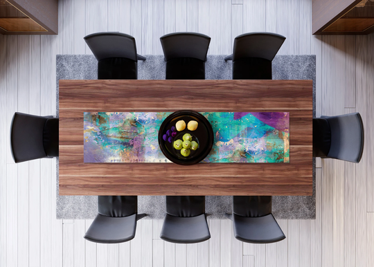 Turquoise & Purple Dinning Table Runner, Outdoor Garden Young Couple Housewarming Gift