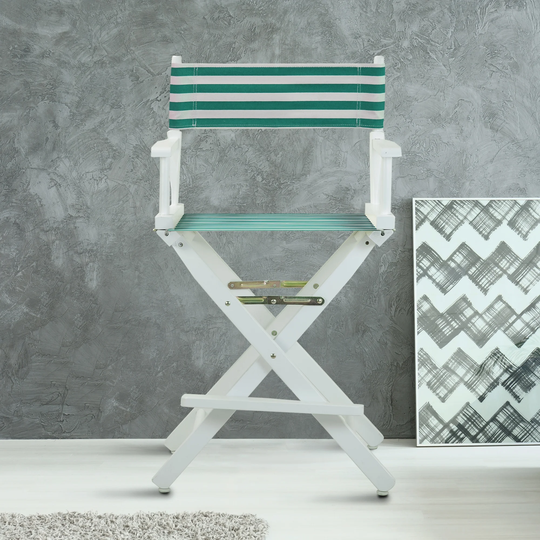 24" Director's Chair White Frame-Teal Cabana - 23"W x 19"D x 39.5"H