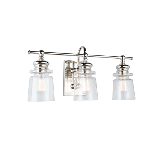 Artcraft Castara 3-Light Bathroom Vanity Light in Polished Nickel