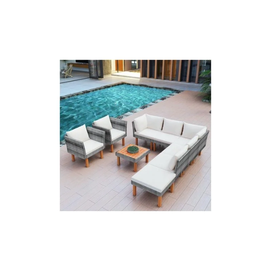 Patio Wicker Sofa Set in Beige color