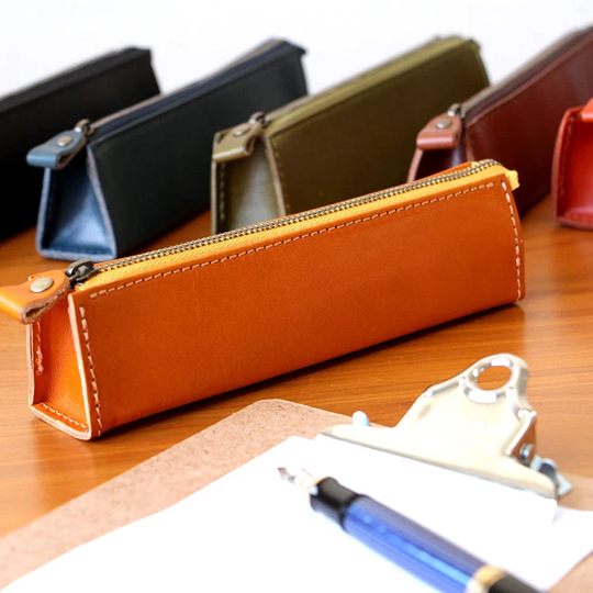 High Quality Tochigi Leather Pencil Case, Pen Holder, Japanese Stationery