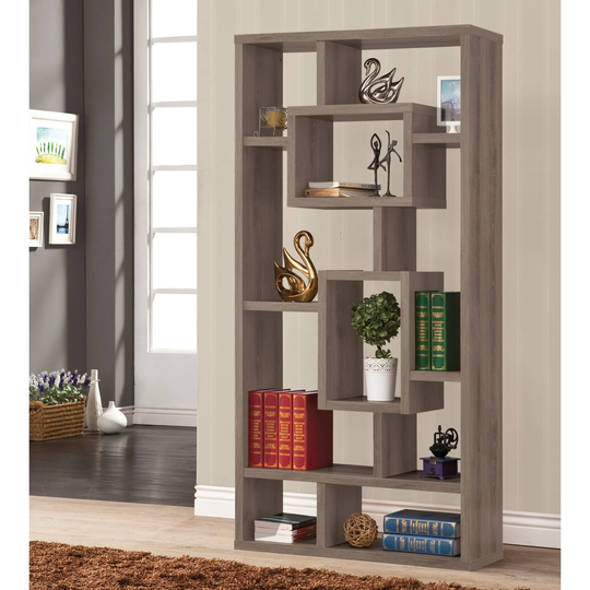 Contemporary Weathered Grey 10-shelf Bookcase