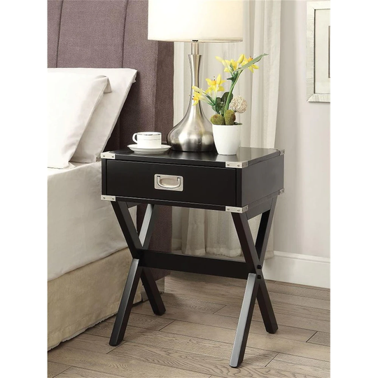 Rectangle End Table, Side Table With A drawer And X-frame Legs
