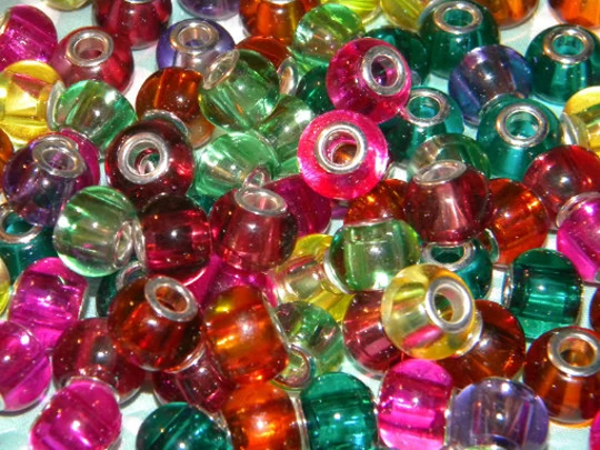 New 20/Pc Clear Colors Rounded 14mm Glass Bubbled Large 5.0mm Hole European Beads Lot Fit Most Charm Bracelets Free Shipping | Bub