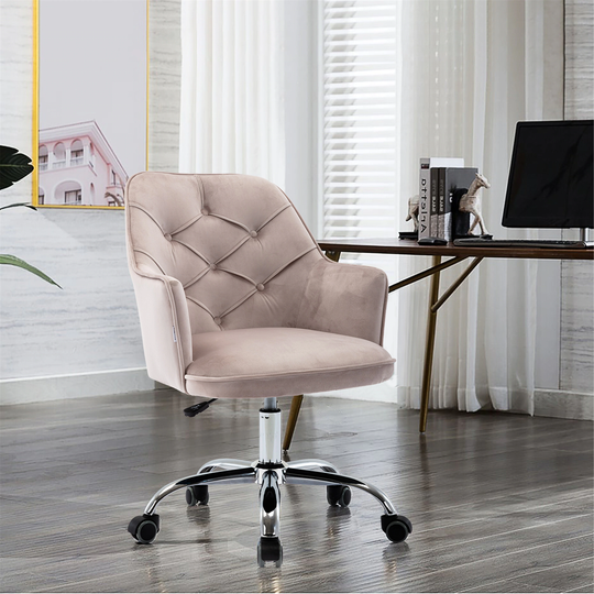 Velvet Swivel Shell Chair for Living Room Modern Leisure Chair Office Chair - 22.4" x 24.2" x32~36.4"H