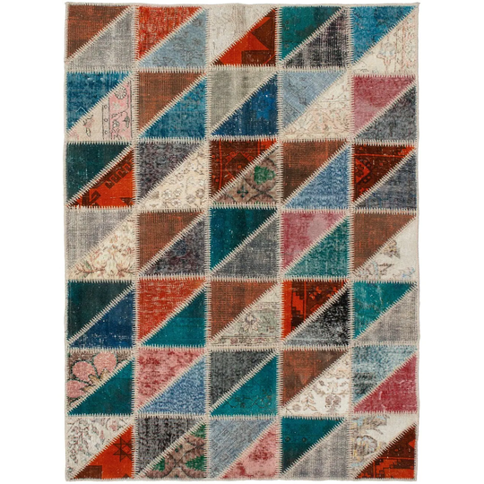 ECARPETGALLERY Hand-knotted Color Transition Patchwork Multi Wool Rug - 4'9 x 7'0