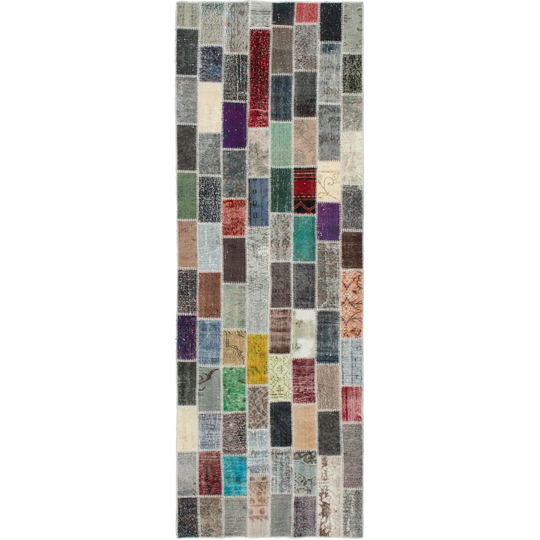 ECARPETGALLERY Hand-knotted Color Transition Patchwork Multi Wool Rug - 3'2 x 10'0