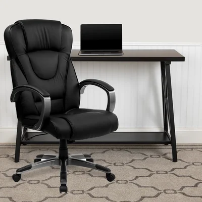 High Back LeatherSoft Swivel Office Chair with Titanium Nylon Base