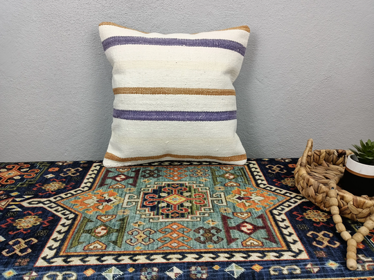 Chair Pillows, Neck Woven Pillow, Colorful Pillow For Kids, Pastel Decor Kilim Cushion, 16x16 16-16Vt 192
