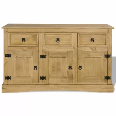 Eli 51.97" Wide 3 Drawer Pine Wood Sideboard