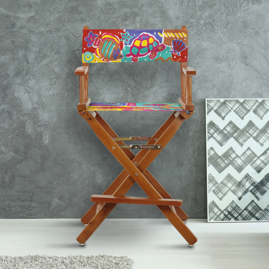 24" Director's Chair Honey Oak Frame-Passion Fish - 23"W x 19"D x 39.5"H