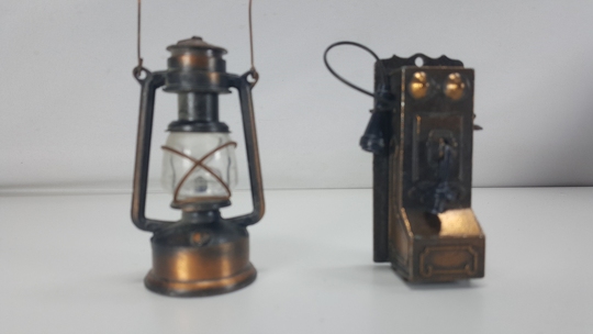 Durham Industries Miniature Phone Brass 1976 + Lantern Pencil Sharpener