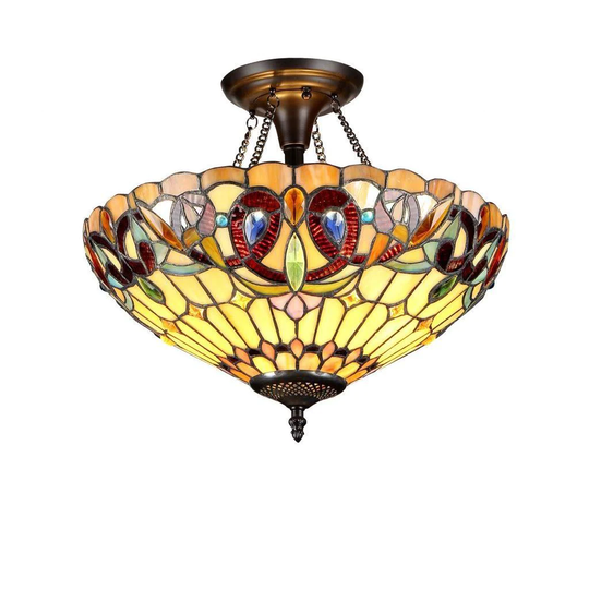 Tiffany Style Victorian Design 2-light Bronze Flush Mount